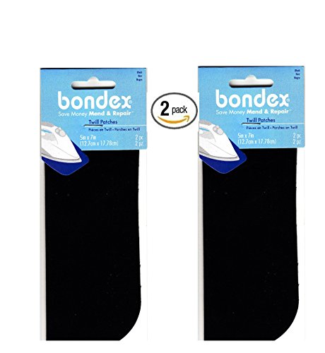 2 Pack of 2 Bondex Black 5" x 7" Iron On Twill Patches
