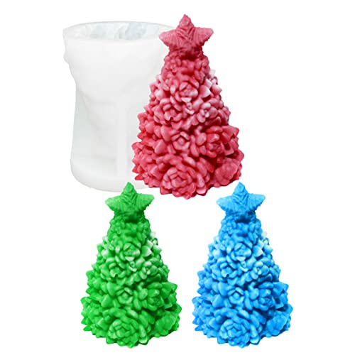 ZAKVOOR Christmas Tree Shape Candle Molds for Candle Making Succulent Resin Casting Silicone Mold for DIY Aromatherapy Candles Wax Plaster Polymer Clay Decoration