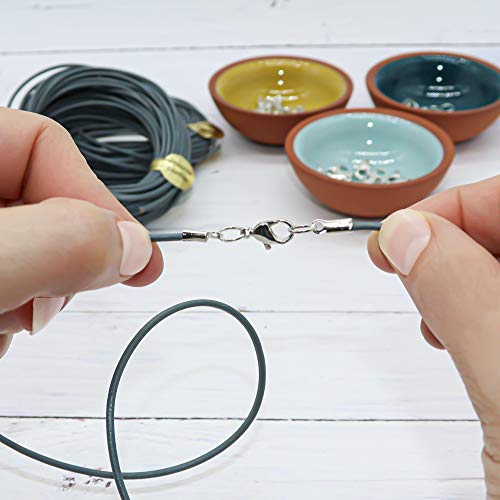 Fun-Weevz 10 Meters of 2mm Genuine Leather Cord for Jewelry Making Adults with Jewelry Findings, Thread Leather Necklace Cord, String for Bracelets, Craft Macrame Supplies Twine (Gray)