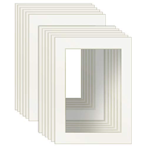 ZBEIVAN 5x7 White Picture Mats with Core Bevel Cut Frame Mattes for 4x6 Pictures- Pack of 12