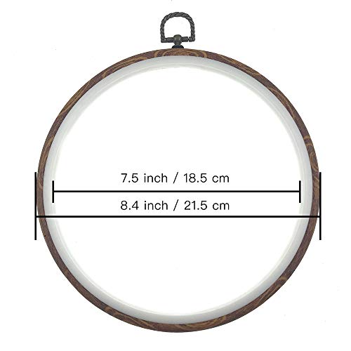 Wool Queen 3 Pieces 8.4'' 21.5cm Rug-Punch Embroidery Ring Cross Stitch No Slip Hoops Set Imitated Wood Display Frame Circle Embroidery Kits for Art Craft Sewing and Hanging