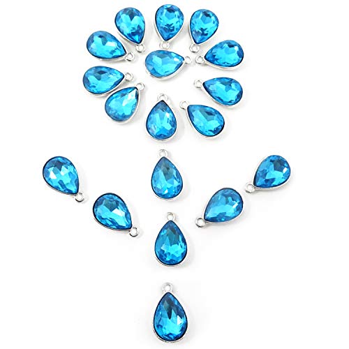 Honbay 20PCS 10x14mm Red Crystal Waterdrops Teardrops Charms Pendant for Necklaces, Bracelets, Earrings Making or Other DIY Crafts (Light Blue)