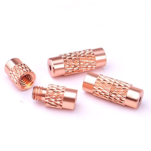50pcs Brass Screw Twist Clasps Tube Fastener Cord End Caps for DIY Bracelet Necklace Craft Keychains Jewelry Making Handmade Decoration, Rose Golden, 11.3 mm x 4.2 mm