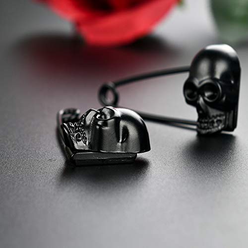 Mystart 6 Pieces Black Skull Head Safety Pins Brooches Pins for Blankets Scarves Sweater