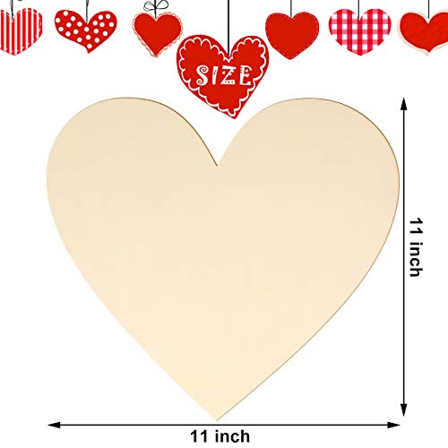 8 Pieces Wooden Hearts Cutouts Unfinished Wooden Heart Blank Slice Valentine Christmas Heart Discs Large Heart-Shaped Wood Hanging Pieces DIY Love Slices for Holiday Embellishment Making 11 x 11 Inch