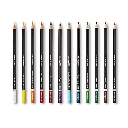 KINGART 300-12, Soft Core, Metal Tin Case, Set of 12 Unique Colored Pencils, Assorted 12 Piece