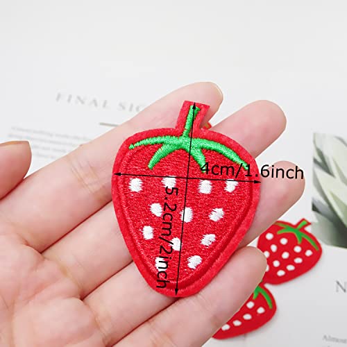 Honbay 10PCS Cute Red Strawberry Appliques Decorative Patches Embroidered DIY Sew on / Iron on Patches for Shirts, Coats, Jackets, Backpacks, Hats, Jeans