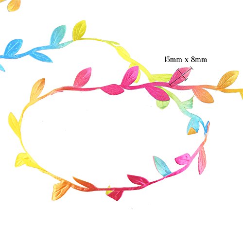 CCINEE 24 Yard Artificial Leaf Ribbon Colorful Fabric Leaf Ribbon Trim for Wreath Garland Making, Home Decoration, Gift Wrapping and Crafts Accessory
