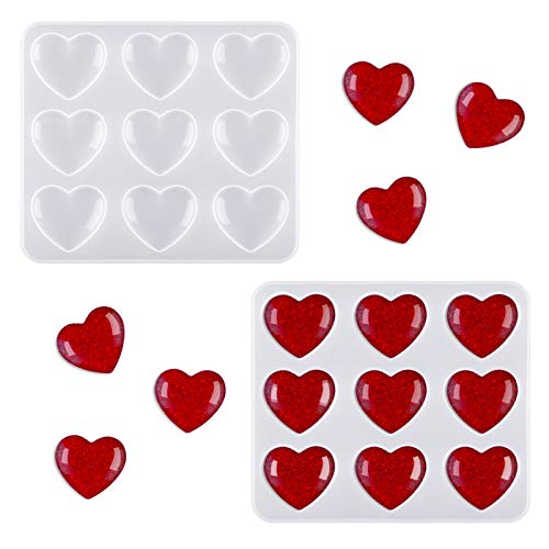 WILLBOND Heart Shape Resin Molds Keychain Charms Mold Silicone Heart Epoxy Mold Heart-Shaped Casting Jewelry Mold for Keychain Jewelry Pendant Craft Making (1 Piece)