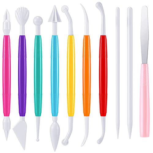 Outus 10 Pieces Plastic Clay Tools Ceramic Pottery Tool Kit for Shaping and Sculpting (Assorted Colors)