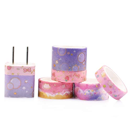 10Rolls Washi Tape Set, Cute Gold Foil Geometric Pattern Decorative Masking Tape Sets for Craft,Kids,Scrapbook,DIY,Gift Wrapping