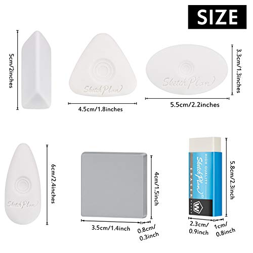 12 Pieces Drawing Art Eraser Set Different Shape Eraser Pencil Painting Erasers Easy Grip White Erasers Kneaded Moldable Erasers for Artist Drawing Writing Sketching