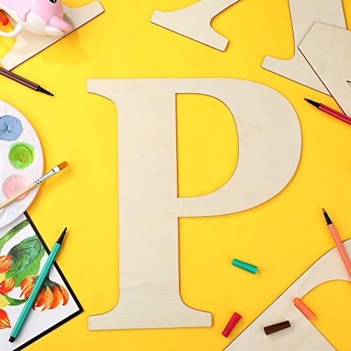 12 Inch Unfinished Wooden Letters Wood Letters Sign Decoration Wooden Decoration for Painting, Craft and Home Wall Decoration (Letter P)