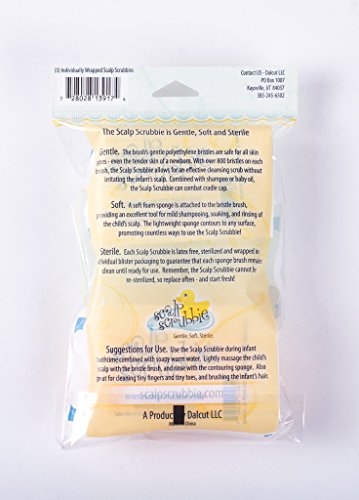 Scalp Scrubbie Cradle Cap Brush - 3-pk - Sterile and Safe - 2 in 1, Baby Brush and Sponge | For Cradle Cap Treatment and Baby Bath Time