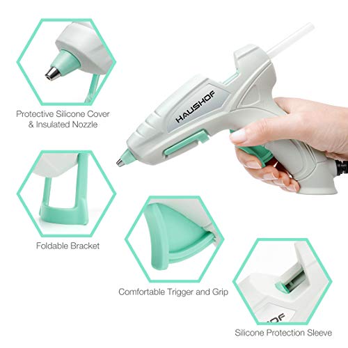 HAUSHOF Mini Hot Glue Gun Kit with Hot Glue Sticks (20-Piece), for Home Decoration & Crafts & Quick Repairs & DIY Projects, 20W, 120V