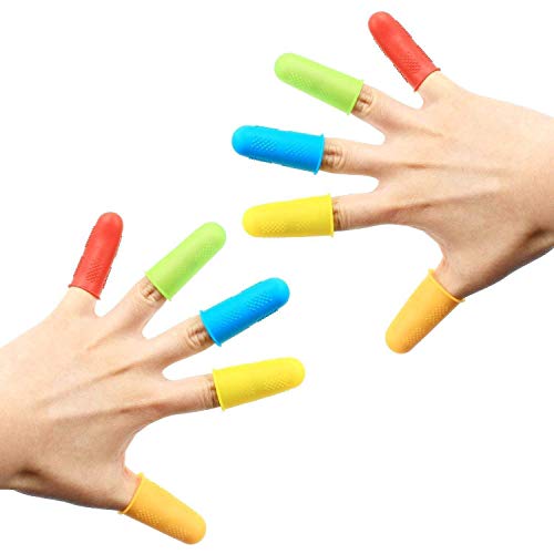 Qulable 10 Pieces Silicone Finger,Finger Protector, Finger Sleeves Great for Glue/Craft/Sewist/Wax/Rosin/Resin/Honey/Adhesives/Finger Cracking/Sport Games (Colors)