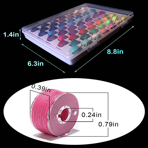 59 Pcs Prewound Bobbins Sewing Threads Standard Size and Assorted Colors Thread Bobbins with Bobbin Case