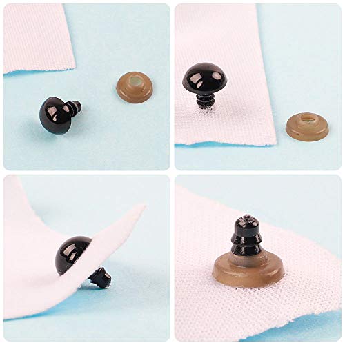 260pcs Plastic Safety Eyes and Noses with Washers, Craft Doll Eyes, Black Safety Eyes for Amigurumi, Puppet, Plush Animal and Teddy Bear