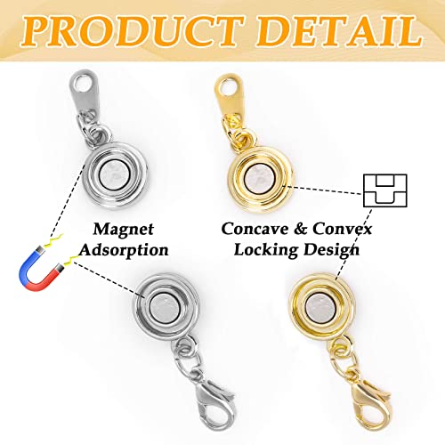 Magnetic Necklace Clasps and Closures, Paxcoo 15Pcs Locking Magnetic Jewelry Clasps, Magnetic Necklace Extender, Necklace Clasp Helper for Necklaces, Bracelets and Jewelry
