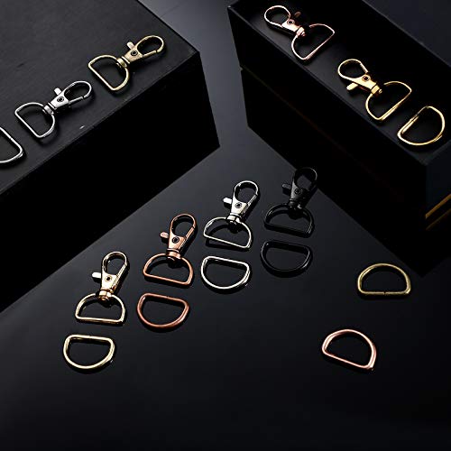 100 Pieces Swivel Clasps Snap Hooks and D Rings Keychain Clip Hook Lobster Claw Clasp for Keychain Making and Sewing Project (20 mm Outside Width) (20 mm Outside Width)
