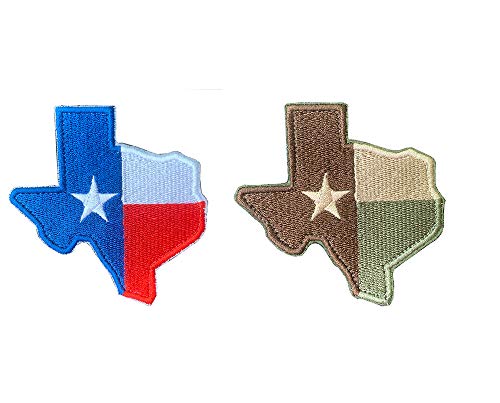 2 Pieces Die Cut Texas State Flag Patch Military Texas Combat Badge Patch Hook & Loop Embroidered Tactical Texas Patch for Military Clothes Caps Jeans Backpacks Service Dog Harness Collar