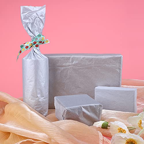 SAVITA 100 Sheets 35x50cm/14x20 inch Silver Metallic Tissue Paper, Metallic Gift Wrapping Tissue Paper for Christmas Weddings Birthday Party Showers DIY Arts Crafts