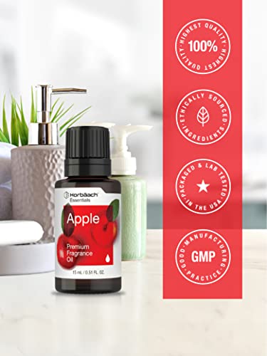 Apple Fragrance Oil | 0.51 fl oz (15ml) | Premium Grade | for Diffusers, Candle and Soap Making, DIY Projects & More | by Horbaach