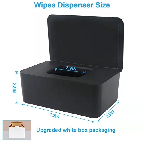 LEQXGO Baby Wipes Dispenser, Wipes Dispenser Baby Wipes Case, Baby Wipe Holder for Fresh Wipes, Non-Slip Wipes Case, Wipe Container with Sealing Design Lid (Black)