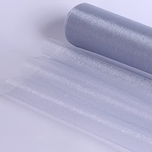 Crystal Organza Fabric Tulle - 16" by 50 Yards Sheer Fabric for Wedding Party Decoration Bridal Shower Tutu Roll Netting Spool Ribbon Wrapping (Grey)