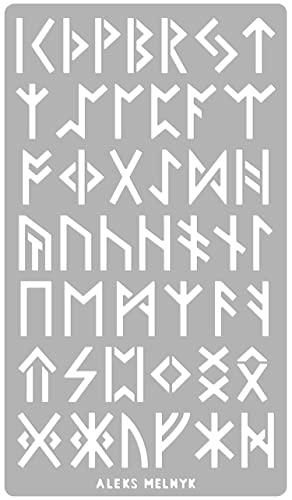 Aleks Melnyk #35 Metal Journal Stencil, Elder Futhark Runes, Ancient Alphabet, Sigil Magic Alphabet Stencil 1 PCS, Template for Wood Burning, Pyrography and Engraving, Wicca Stencil, Bullet Journaling