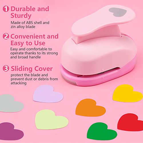 LOONENG 3 Inch Heart Punch, 75mm Heart Lever Action Craft Punch, Heart Shaped Hole Punch for Paper Crafts, Weddings, Cardstock, Gift Wrapping, Greeting Cards and Scrapbooks