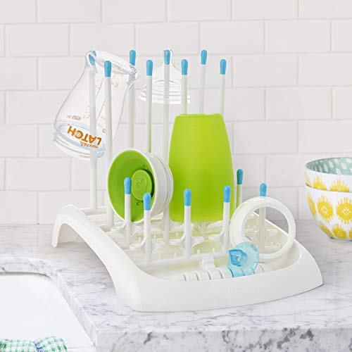 Munchkin Baby Bottle and Sippy Cup Cleaning Set, Includes Countertop Drying Rack and Bristle Bottle Brush, Blue