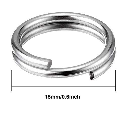 eBoot 50 Pieces Small Key Chain Ring Split Rings Key Chains for Keys Organization, Silver Color (15 mm Diameter)