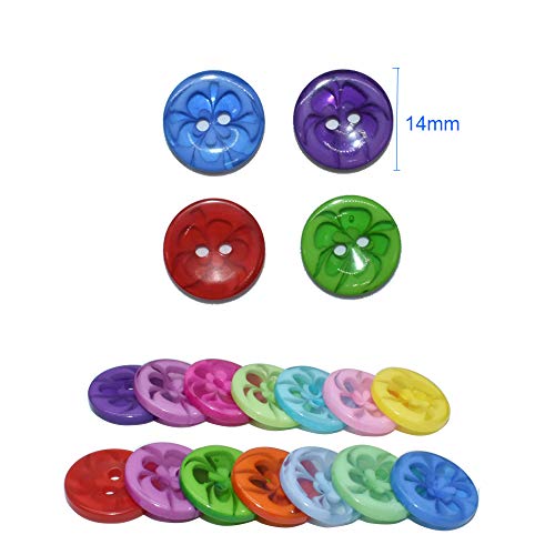14mm 200Pcs Sewing Buttons Mixed Flower Shape 2 Holes Resin Buttons for DIY Craft Supplies Handmade Sewing Shirt