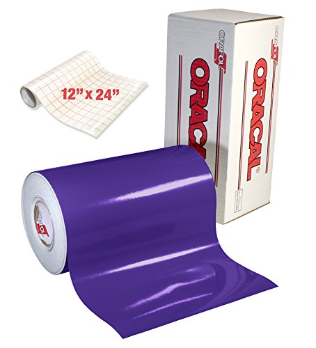 ORACAL Gloss Purple Adhesive Craft Vinyl for Cameo, Cricut & Silhouette Including Free Roll of Clear Transfer Paper (6ft x 12")