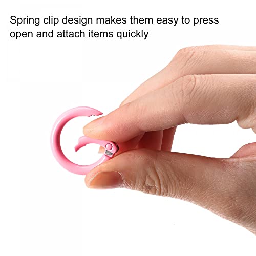 uxcell Round Spring O Rings, 25mm/ 0.98" Trigger Buckle Snap for Bags, Purses, Keyrings, Pink, 12Pcs
