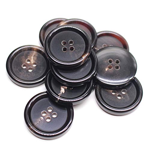 YaHoGa 10PCS 1 Inch Real Horn Buttons for Blazer, Suit, Coats, Overcoat, Winter Coat, Jacket, Uniform Genuine Natural Brown Buffalo Horn Buttons for Men (25mm, Brown)