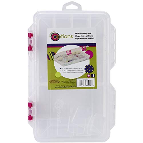 Creative Options Pro Latch Utility Box 6-20 Compartments-10.875"X7.25"X1.625" Clear W/Magenta -23650-81