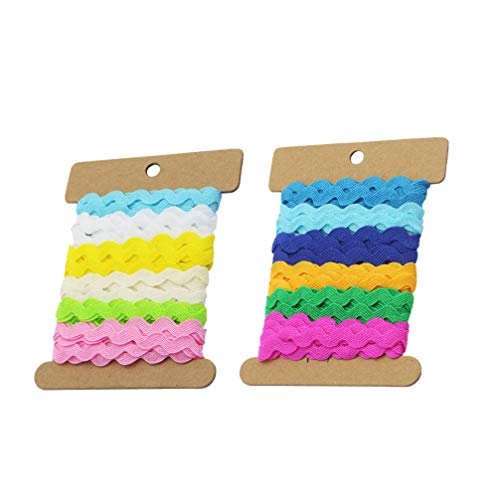 2 RIC rac Ribbon Roll 8mm Rick Rack Trim Zig Zag Braid Woven Trim Ribbon Tape for Sewing Gift Wrapping Crafting Wedding Baby Shower Party Sewing Rick Rack Decoration RIC rac Trim (6 Yards)