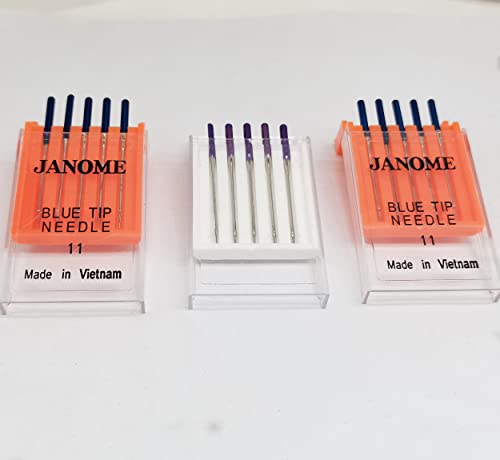 HONEYSEW Sewing Machine Blue Tip Needle Size 11 Purple Tip Needles Designed for Janome Stretch Size14