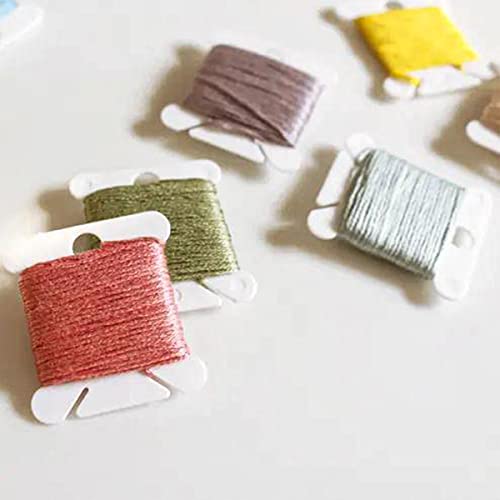 120 Pcs Plastic Floss Bobbins with 1 Pcs Bobbin Winder for Cross Stitch Embroidery Cotton Thread Embroidery Floss Thread Craft DIY Sewing Storage Thread Organizer Holder Embroidery DIY Cards (White)