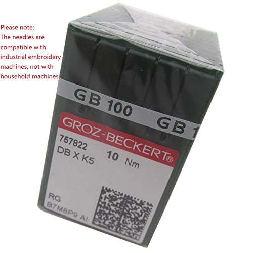 GROZ-BECKERT Needle in CKPSMS Clear Plastic Box- 100 Groz Beckert DBXK5 Industrial Embroidery Sewing Machine Needles Compatible with Tajima Barudan SWF (Size 80/12)