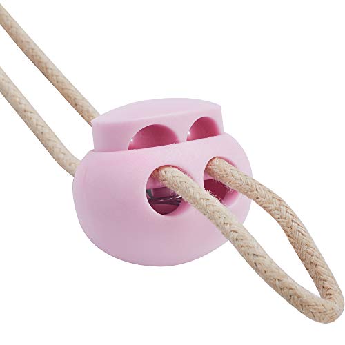 DYZD Plastic Cord Lock End Toggle Double Hole Spring Stopper Fastener Slider Toggles End (Pink 10PCS)