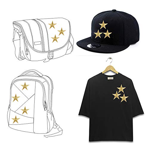 Star Iron On Patches Sew On Embroidered Badge Applique Patch with Star Motif Applique Stickers DIY for Shoes,Hats,Clothes(20 Pcs Gold Star)