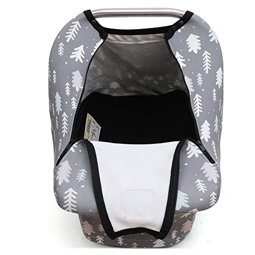 ACRABROS Stretchy Baby Car Seat Covers for Boys Girls, Infant Car Canopy for Spring Autumn Winter,Snug Warm Breathable, Zipped Window,Universal Fit, Gray