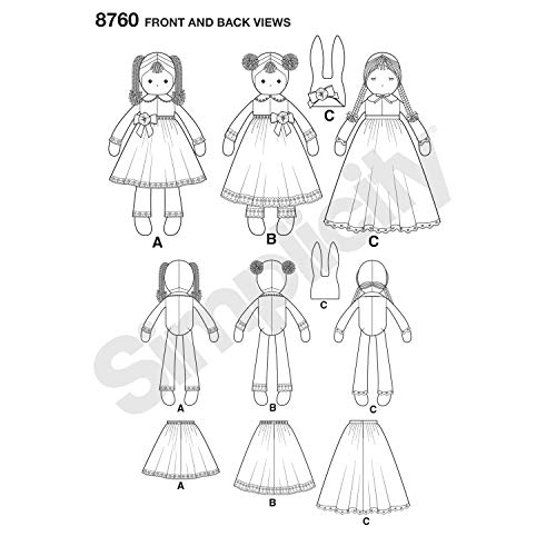 Simplicity US8760OS Stuffed Doll Toy Sewing Pattern Kit by Elaine Heigl, Code 8760, For 25" Dolls