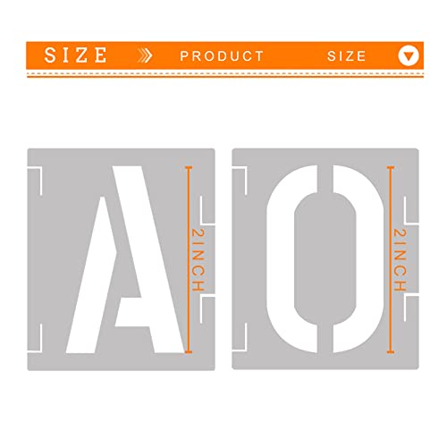 Mossdecal 2 Inch Letter Stencils Symbol Numbers Craft Stencils, 42 Pcs Reusable Alphabet Templates Interlocking Stencil Kit for Painting on Wood, Wall, Glass, Fabric, Rock, Canvas, Chalkboard,Signage
