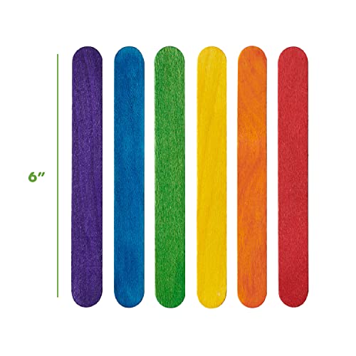 Colored Popsicle Sticks for Crafts - [1000 Count] 6 Inch Jumbo Multi-Purpose Wooden Sticks
