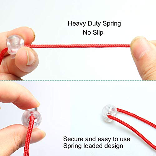 uxcell 25pcs Plastic Cord Lock Stopper End Spring Stop Toggle Fastener Stopper Rope End for Drawstring Clothing, Shoelace, Bag, Camping Clear
