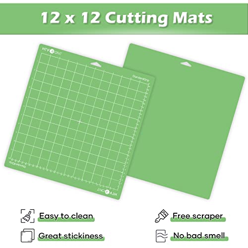 HTVRONT Standard Grip Cutting Mats for Cricut, 2 Pack Cutting Mats 12x12 for Cricut Maker/Maker 3/Explore 3/Air/Air 2/One, Standard Adhesive Sticky Green Cutting Mat Replacement Accessories for Cricut